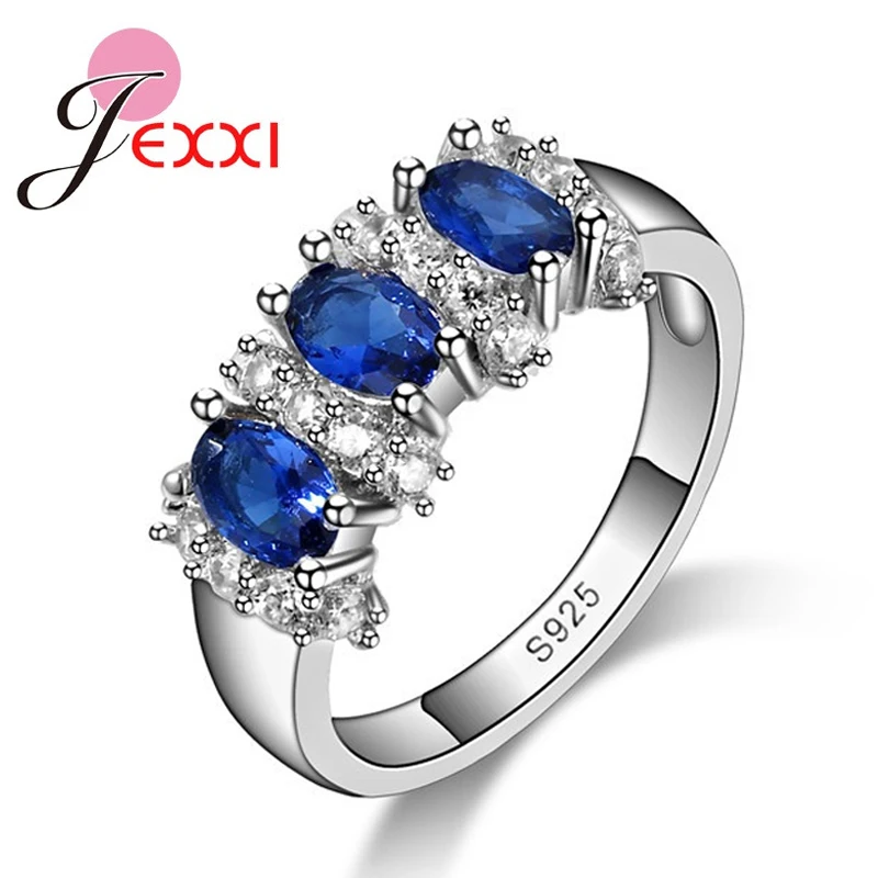 

JEXXI New European Oval Cubic Zirconia Wedding Engagement Finger Rings Fashion Band Jewelry Accessory 925 Sterling Silver Rings