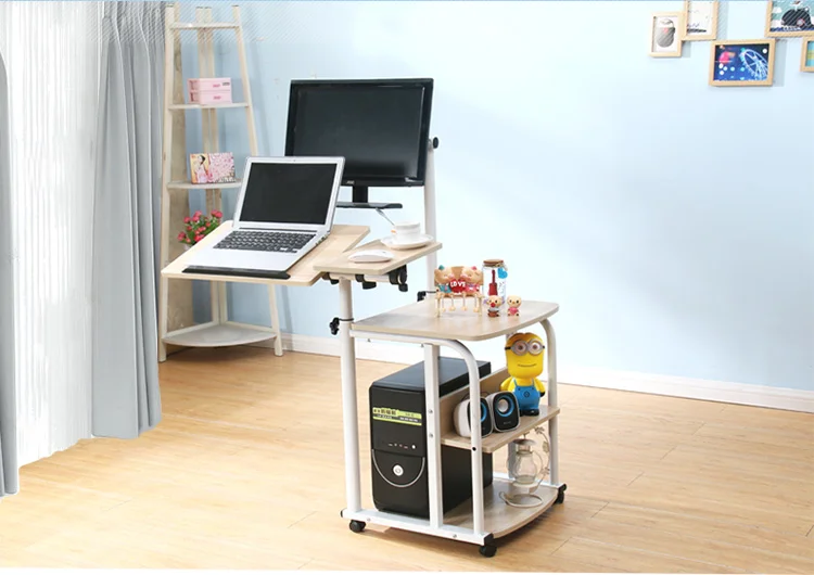 

Suspension contracted mobile desktop computer desk. Simple rotary home lift notebook bedside table