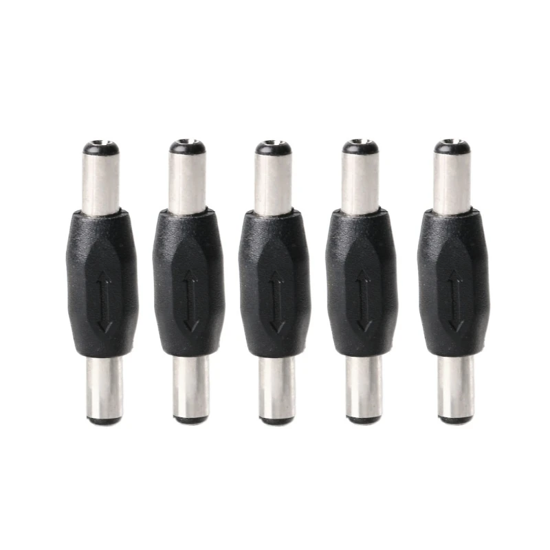 

5 Pcs Black Connector Adaptor Male To Male DC Power Plug Panel Mounting Connector Adaptor 5.5mmx2.1mm New 1.61 Inch
