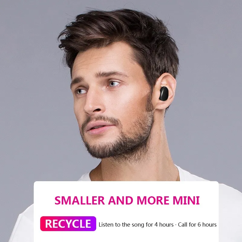 Мини беспроводные Bluetooth наушники стерео гарнитура с зарядной коробкой микрофон