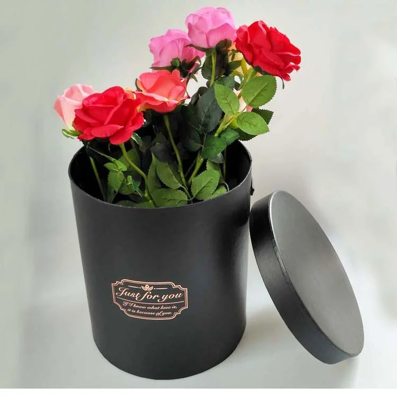 

3 Pcs/Set Pure Color Round Flower Paper Boxes with Lid Hug Bucket Florist Gift Packaging Box Different Size Gift Boxes Candy Bar