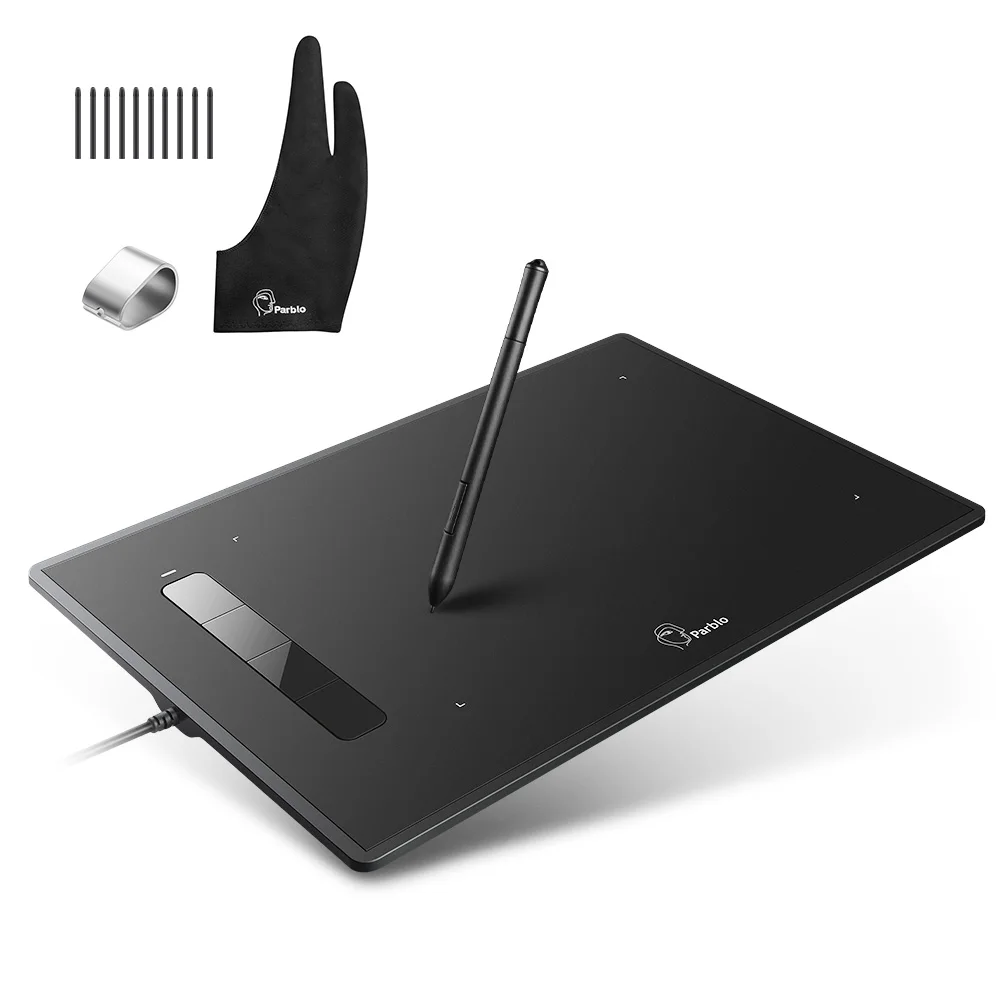 Economici Parblo Isola A609 9x6 pollici Tavoletta Grafica Digitale Disegno Pittura Bordo con la Penna senza Batteria + Guanto + 15 di Ricambio Pennini