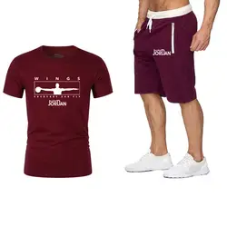 Новые мужские комплекты Jordan 23 с принтом букв футболки + шорты летние костюмы Повседневная мужская футболка спортивные брендовые пляжные