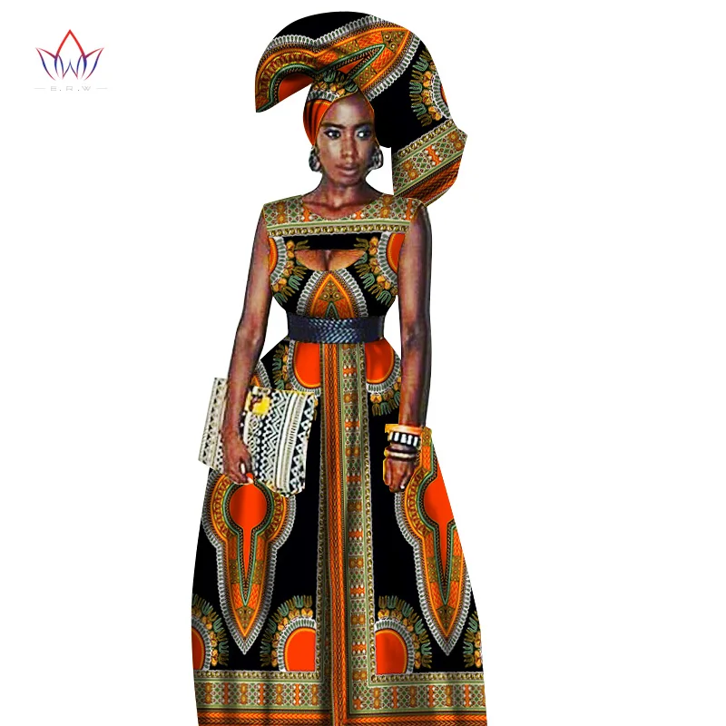 Традиционная африканская Женская одежда, Африканский принт, воск на заказ, длинные платья для женщин, африканская Женская одежда, платья Дашики WY1871