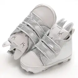 2019 Новый детская обувь для малышей мультфильм кролик обувь для маленьких девочек блёстки PU Холст повседневное спортивная обувь малышей