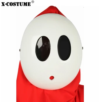 

X-COSTUME Super Mario Shy Guy Kawaii White Cute Mask Game Cosplay Costume Props Full Face PVC Mask Halloween Christmas Party