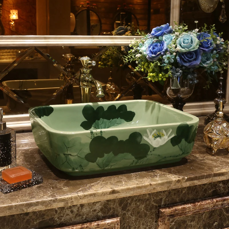 oval China Artistic Handmade Art wash basin Ceramic Counter Top Wash Basin (9)