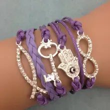 1 шт. бесконечность, ладони и anghor браслет. металл очарование, воск шнур, кожаный браслет 3325