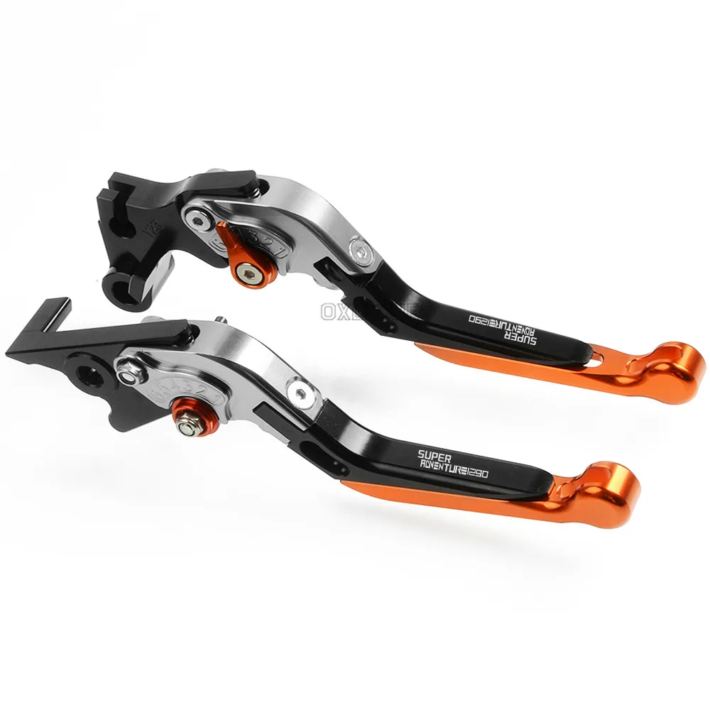 BLACK E Up with logo Motorbike Brake CNC Adjustable Folding Extendable Brake Clutch Levers Set For KTM SupeR AdventuRe 1290 - Цвет: BLACK E