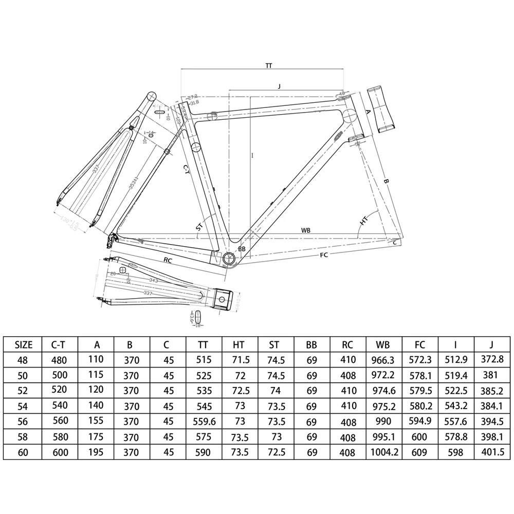 Cheap Carbon T800 Superlight BB86&DI2 48/50/52/56cm V brake Road Bike Frameset included frame fork 27.2mm seat post 1