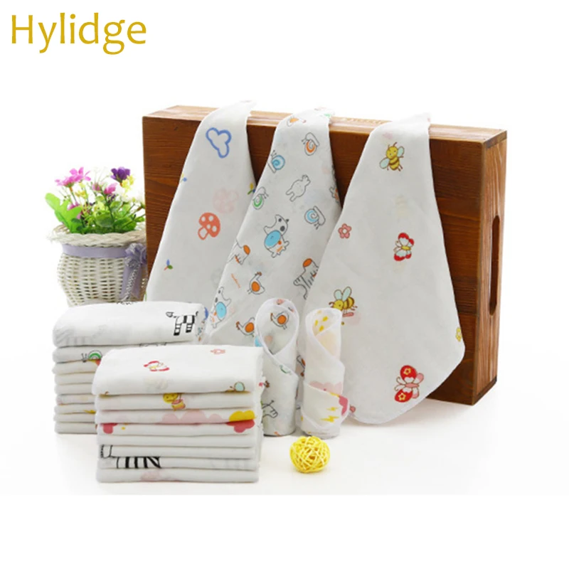 Hylidge 25*25 см полотенце для лица s хлопковое Марлевое печатное квадратное полотенце для детского сада маленькое полотенце платок слюнявное полотенце 1 шт