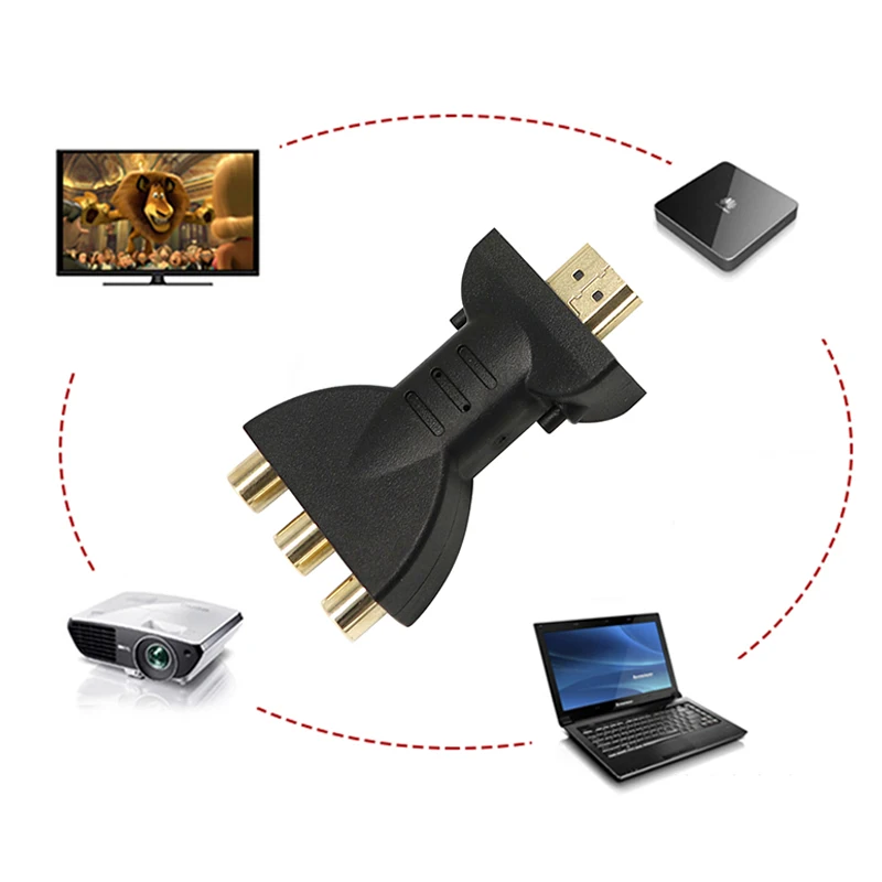 Позолоченный HDMI Male to 3 RGB RCA видео и аудио адаптер AV компонентный конвертер для 720 P 1080iP 1080 P HATV dvd-проектор 1 шт