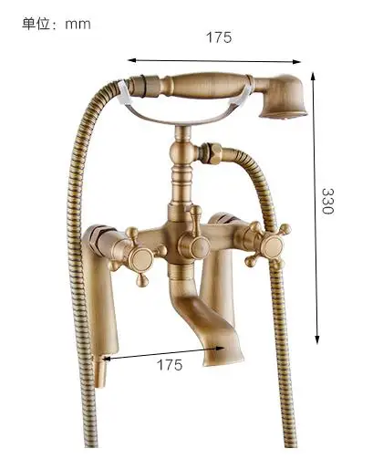 Бортике Ванна кран античная бронза Смесители для ванны с ручной душ двойной ручкой смеситель кран ELF003