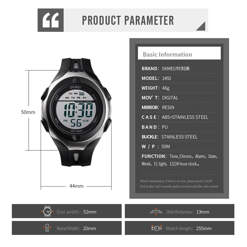 SKMEI модные мужские часы спортивные цифровые наручные часы Weekdisplay будильник 50 м водонепроницаемые мужские часы Erkek Kol Saati