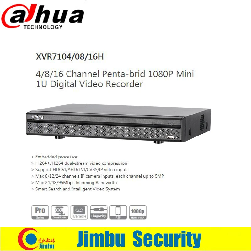 

Dahua Smart Search XVR Digital Video Recorder XVR7104H 4ch Support HDCVI/AHD/TVI/CVBS/IP video input each channel up to 5MP