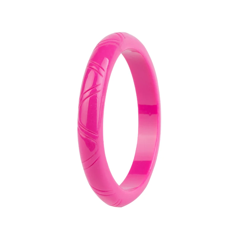 Классические Модные Акриловые манжеты браслеты с гравировкой браслеты для женщин Смола Винтаж простой женский браслет с шармами ювелирные изделия - Окраска металла: pink