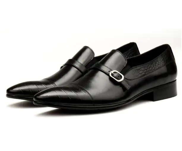 Туфли-оксфорды в британском стиле с пряжкой из натуральной кожи на плоской подошве из коровьей крокодиловой кожи, мужские свадебные модельные туфли