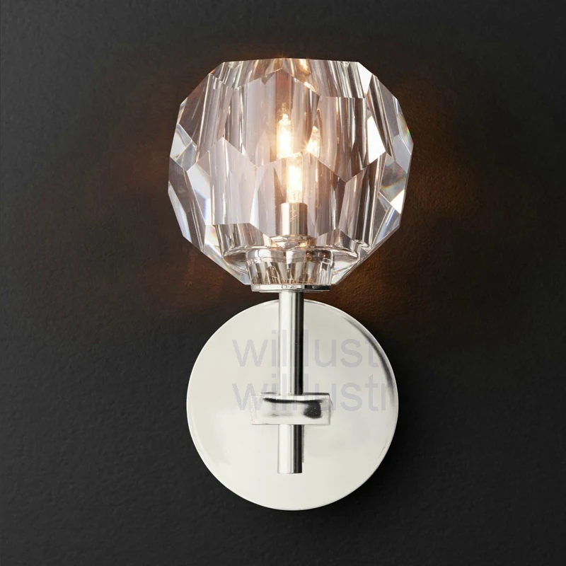 Lâmpada de Parede Boule de Cristal Café do Hotel Cristal Moderna Único Duplo Arandela Restaurante Barra Cabeceira Loft América Iluminação k9 Luz 6 Luminárias de parede