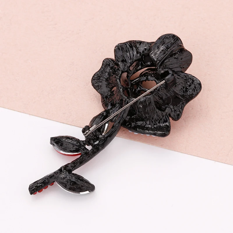 ALLYES Rose Flower Brooch Female Jewelry Elegant Beautiful Party Weeding Vintage Crystal Large Brooches For Women Girls Gift Fashion Jewelry
