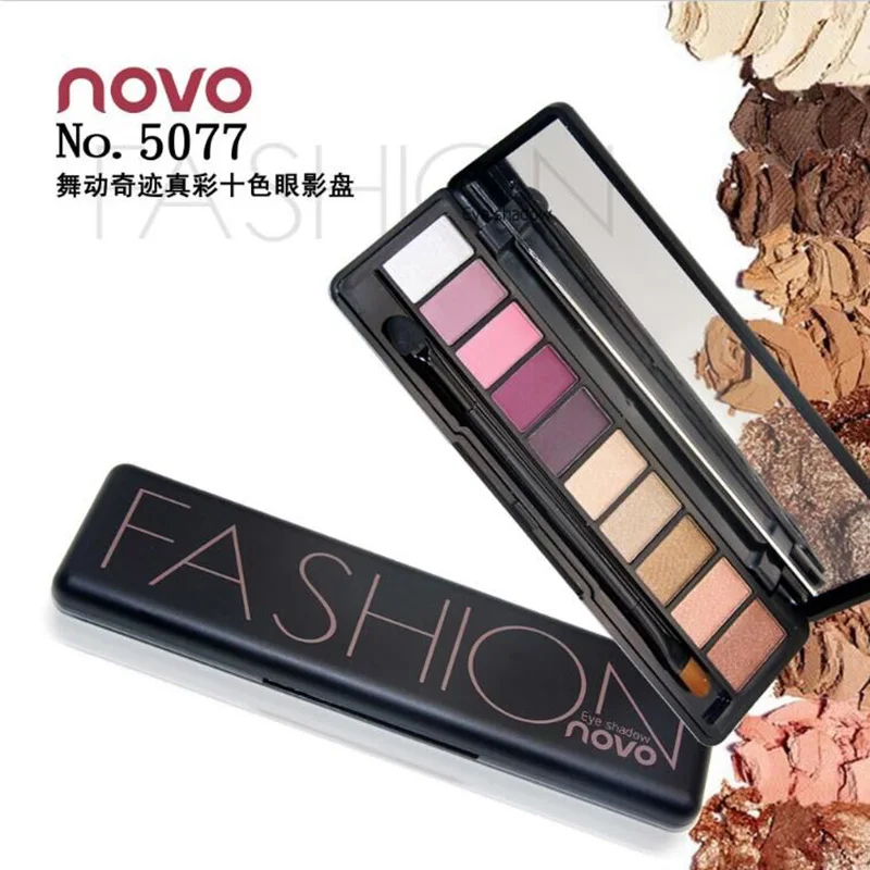 Палитра для макияжа NOVO Fashion 10 цветов мерцающие матовые тени век светлые