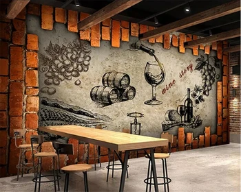 

beibehang Custom wallpaper mural photo retro industrial style wine storage room wine cellar estate wine room decorative mural
