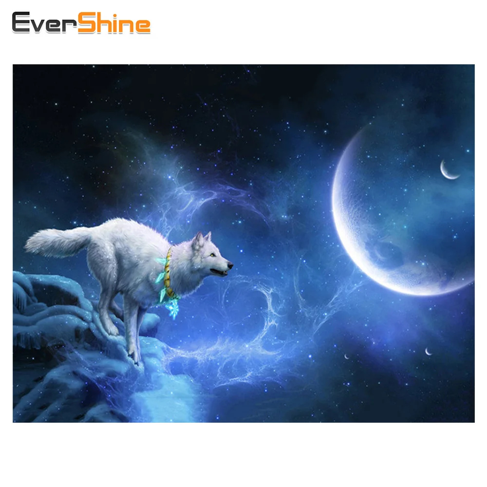 

EverShine Diamond Embroidery Wolf Animal Full Diamond Painting Cross Stitch Kits Mosaic Craft Picture Of Rhinestones Home Decor