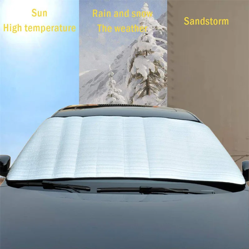 

Car front windshield cover snow file Windshield Snow Cover Ice Removal Wiper Visor Protector All Weather Winter Summer