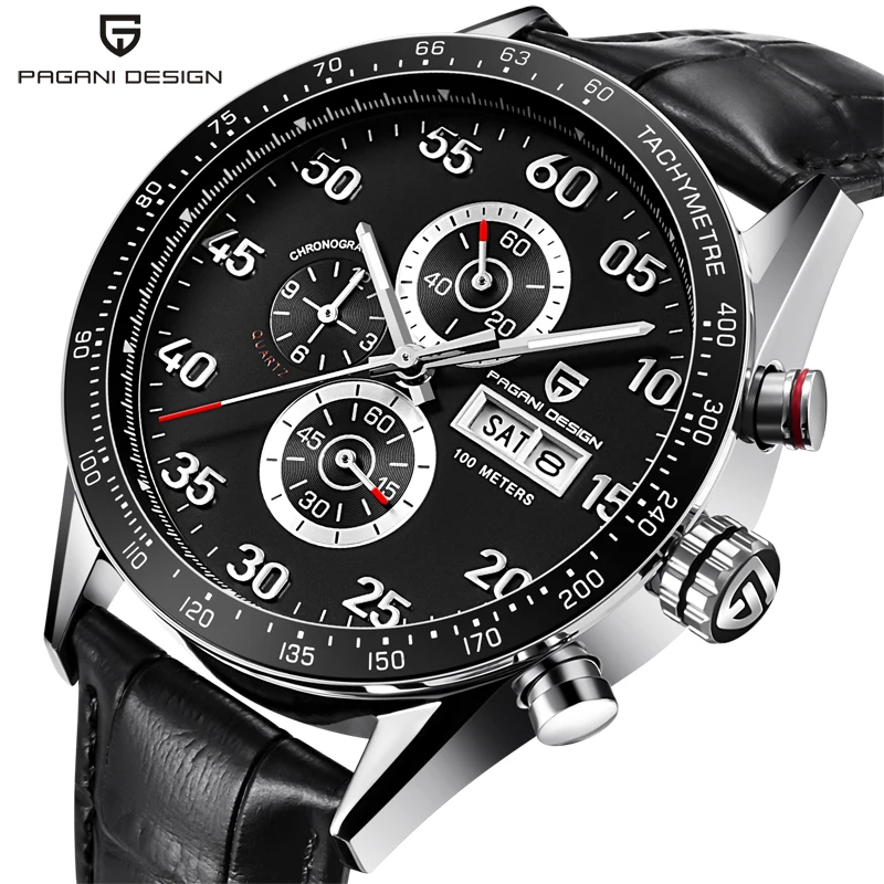 

PAGANI DESIGN Sports Quartz Watches Japan OS20 Movt Top Brand Military Leather Black Man Clock Fashion Chronograph Wristwatches