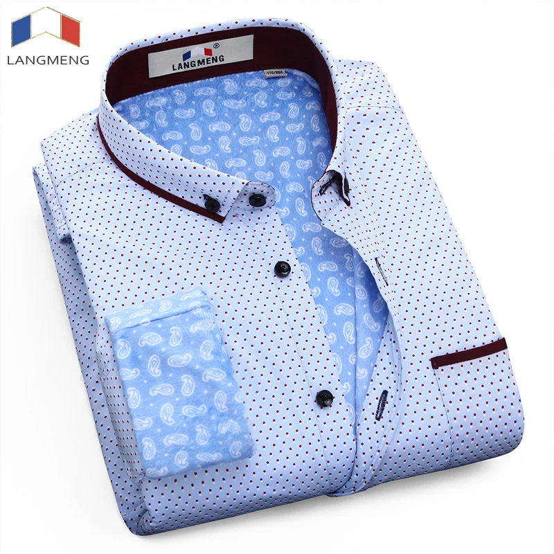 

Langmeng New Arrival Mens Warm Casual Shirts Top Quality Long sleeve Men thick Winter Dress Shirts Male Shirts Brand Clothing