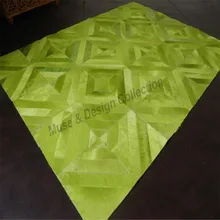 Американский стиль крашеный Зеленый Натуральный лоскутный коврик в виде шкуры ручной работы кожаный коврик из меха