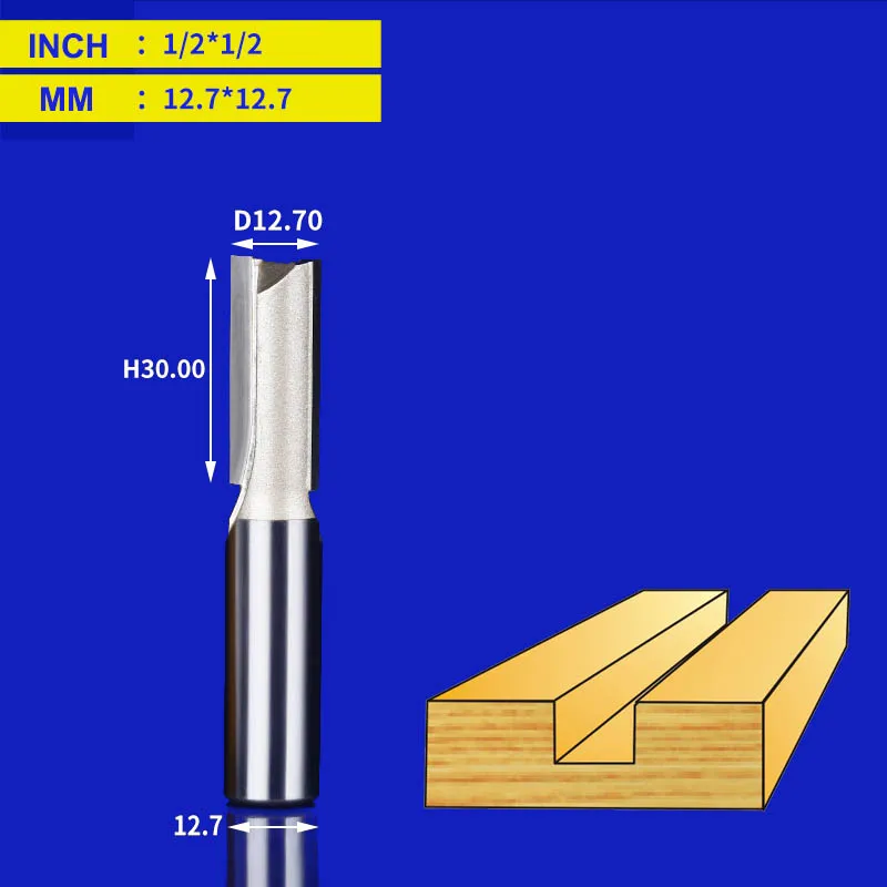 Tideway прямые фрезы 1/2 1/4 хвостовик двойная флейта окуня Фрезы Твердосплавные наконечники Деревообработка обрезки долбежный инструмент - Длина режущей кромки: Z00112