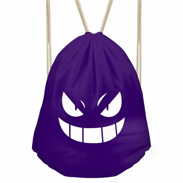 Noisydesigns Аниме Покемон Gengar Твердые Drawstring сумки Для женщин дорожный рюкзак глаз монстра Мужская обувь хранения сумки Mochila