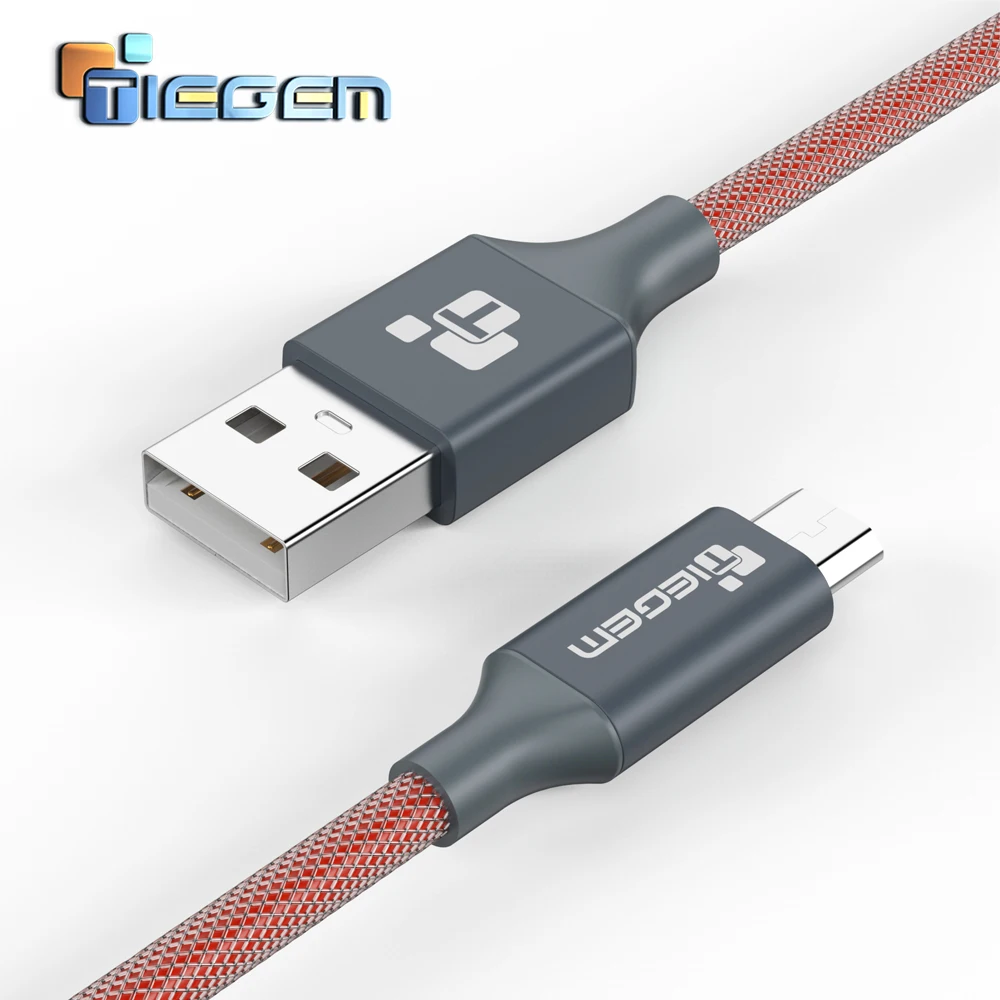 TIEGEM 5V2A Micro USB Charger Nylon Braided Wire USB