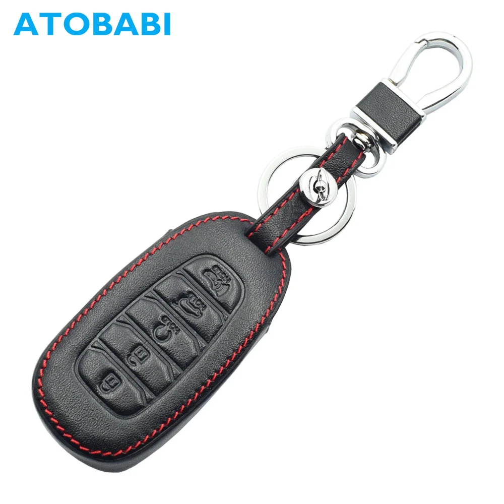 

Leather Car Key Case For Hyundai Veloster Santa FE Kona Encino Solaris Azera Grandeur Ig Accent Verna Remote Fob Protector Cover