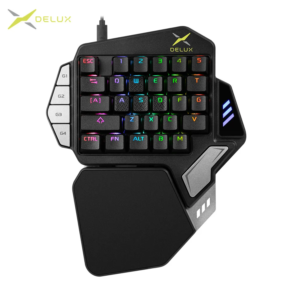 

Delux T9X Single-handed Mechanical Gaming keyboards fully programmable USB wired keypad with RGB backlight for PUBG LOL E-Sports