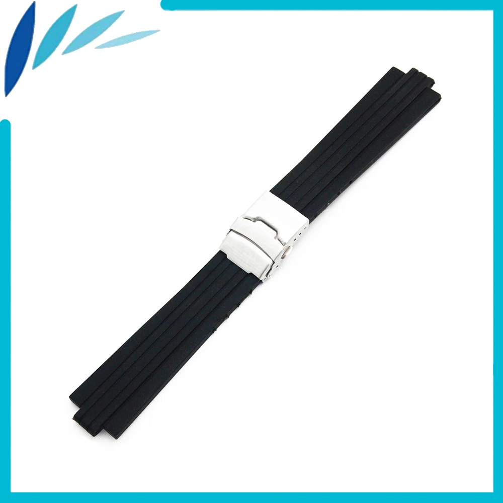 

Silicone Rubber Watch Band 12mm X 22mm, 10mm X 24mm Convex Mouth Watchband Safety Buckle Strap Wrist Belt Loop Bracelet Black