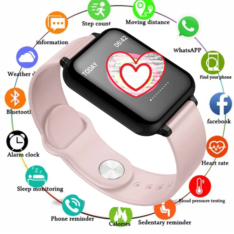 

Women Smart watch Color Screen IP67 Waterproof Sports For Iphone Smartwatch Heart Rate Monitor Blood Pressure Functions For Men