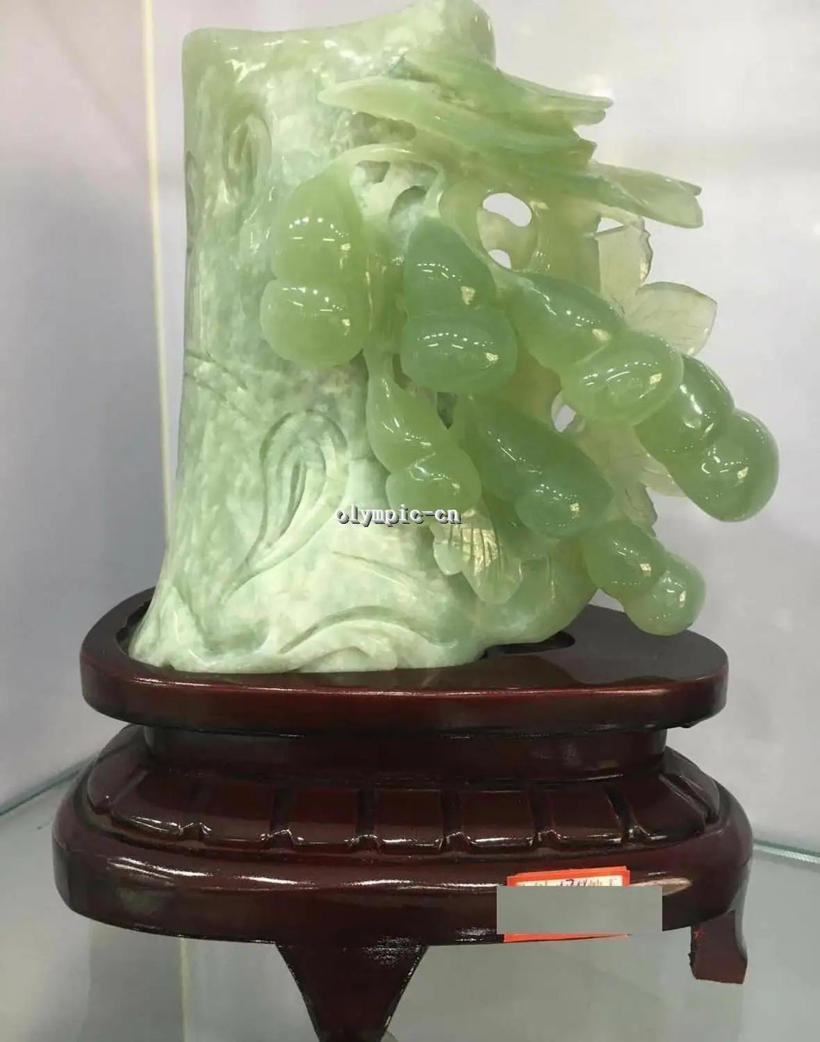 

Natural Serpentine stone carved cucurbit brush pot pen container Boxes statue