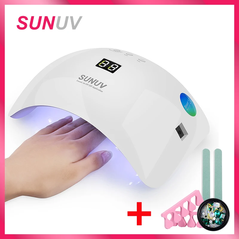 

SUNUV SUN8 Nail Dryer with Nail Tools Kit including Cuticle Pusher Nail File Splitter 48W UVLED Lamp for Curing Gel Nail Polish