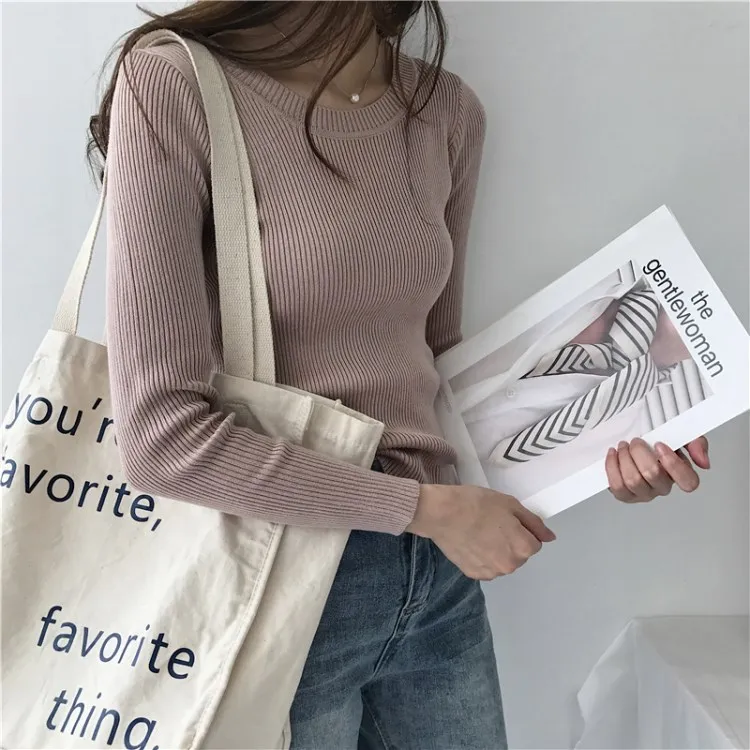 Colorfaith New Autumn Winter Women's Sweaters V-Neck Minimalist Slim Bottoming Tops Korean Style Solid Multi Colors SW5516