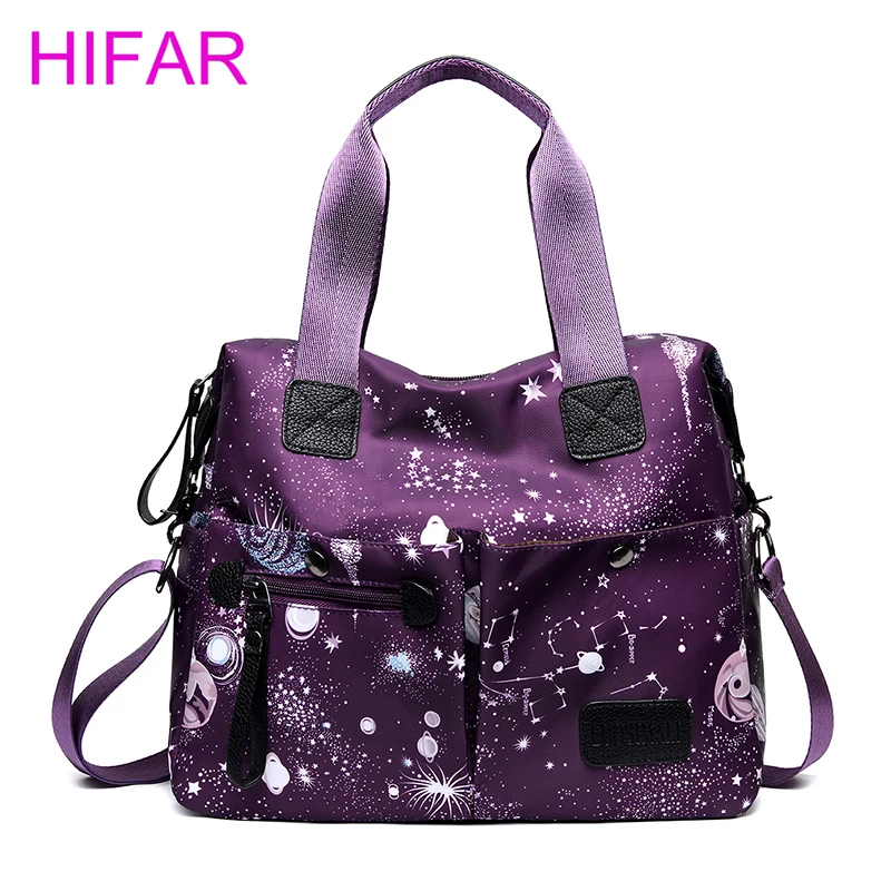 

2018 New fashion Women's Bag Handbags Soft Waterproof nylon Oxford Shoulder Crossbody Bags Starry sky Printing messenger Bag