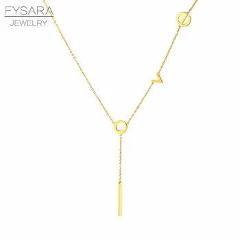 

FYSARA Classic Elegant Charming Love Letter Pattern Necklace For Women Titanium Steel Gold Color Women Necklace Pendant Jewelry
