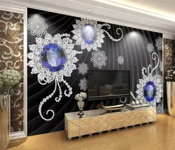 Beibehang обои домашний Декор на заказ Благородный черный 3D с кристалалми и стразами Цветок jewellery задний план обои peint