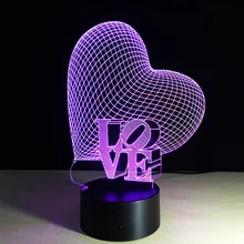 Любовь 3D свет в ночь touch Swtich Настольные лампы Сердце 3D bulbing Light Touch лава лампа Обувь для девочек Валентина фестиваля рождения подарки