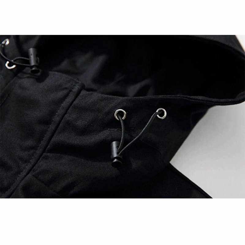 2019 Autumn Cargo Jackets Men Streetwear Solid Color Jacket Hip Hop Long Sleeve Coat Pocket Windbreaker Male Green Black HZ035