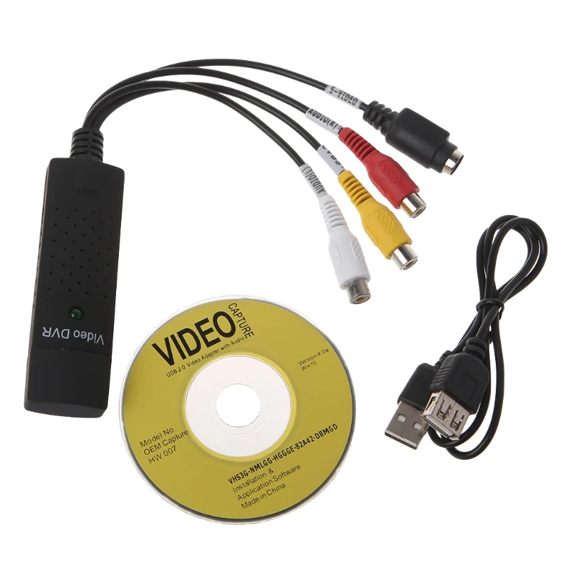 USB 2,0 Карта видеозахвата адаптер ТВ DVD VHS DVR конвертер для ПК CC ТВ камеры