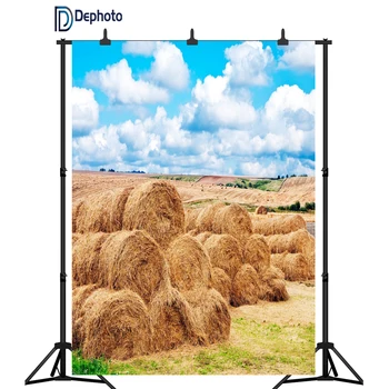 

DePhoto Summer Harvest Farm Field Wheat Roll Scene Photography Backgrounds Vinyl Custom Camera Photo Backdrops For Photo Studio