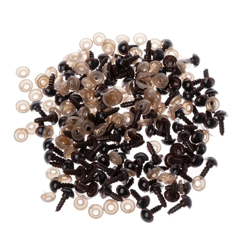 

100pcs 10mm Plastic Safety Eyes For Bear Stuffed Toys Animal Puppet Dolls Craft DIY Accessories With Washers