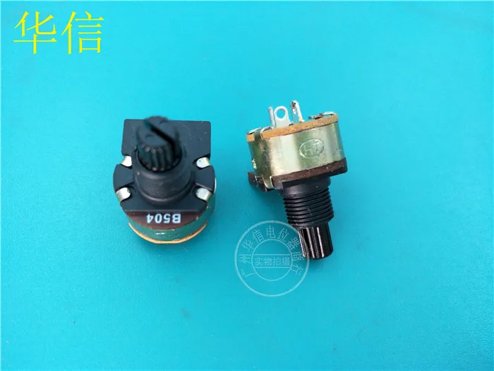 9pcs HT 149-type single potentiometer B500K / Curved legs / black handle length 15MM / flower axis 2 feet