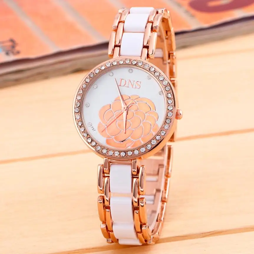 

Women's Watch Crystal Quartz Watch Simulation Belt Women's Brand Alloy Luxury Fashion Flower Bling Comfort Perfect Gift Watch #F